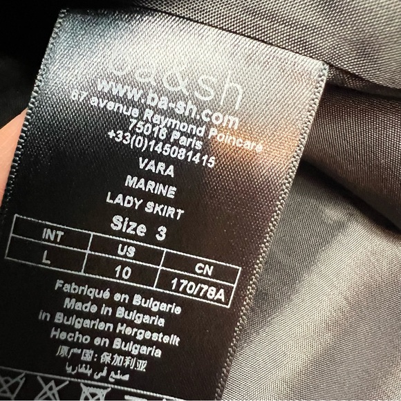 Ba&sh Crinkle Patent Faux Leather Mini Pencil Skirt Dark Navy Blue Size L - Picture 6 of 12